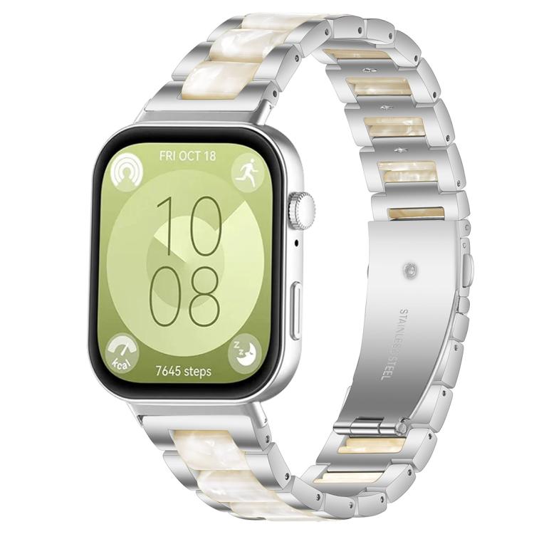 For Huawei Watch Fit4 / Fit4 Pro / Fit3 xDfind Three Beads Metal Resin Watch Band