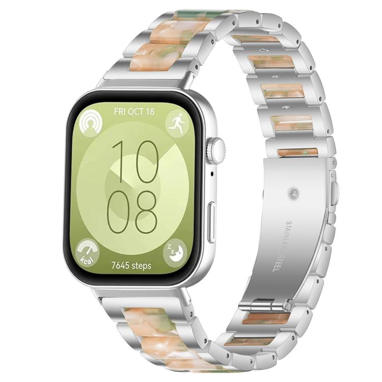 For Huawei Watch Fit4 / Fit4 Pro / Fit3 xDfind Three Beads Metal Resin Watch Band