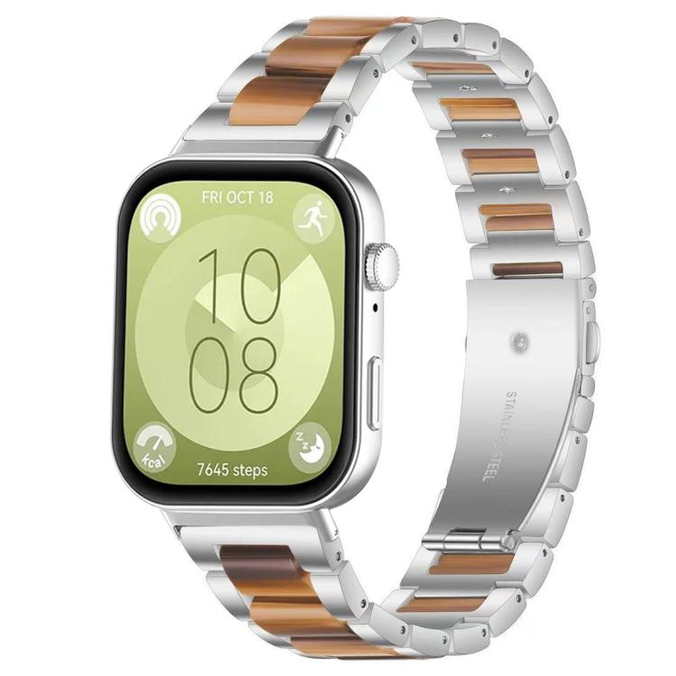 For Huawei Watch Fit4 / Fit4 Pro / Fit3 xDfind Three Beads Metal Resin Watch Band
