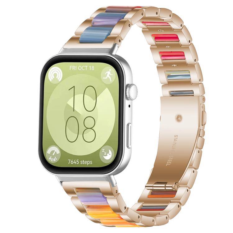 For Huawei Watch Fit4 / Fit4 Pro / Fit3 xDfind Three Beads Metal Resin Watch Band