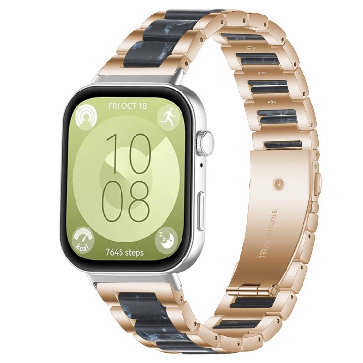 For Huawei Watch Fit4 / Fit4 Pro / Fit3 xDfind Three Beads Metal Resin Watch Band