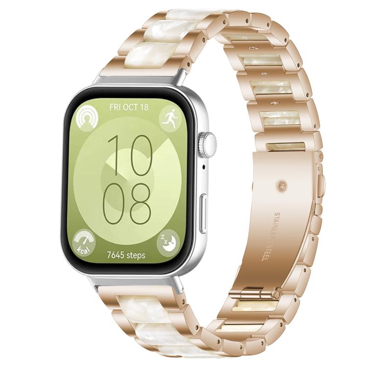 For Huawei Watch Fit4 / Fit4 Pro / Fit3 xDfind Three Beads Metal Resin Watch Band