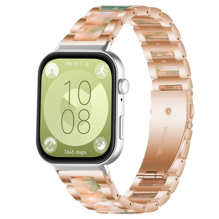 For Huawei Watch Fit4 / Fit4 Pro / Fit3 xDfind Three Beads Metal Resin Watch Band