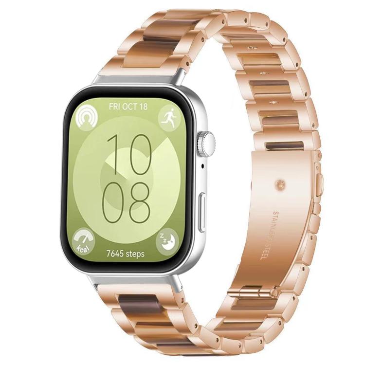 For Huawei Watch Fit4 / Fit4 Pro / Fit3 xDfind Three Beads Metal Resin Watch Band