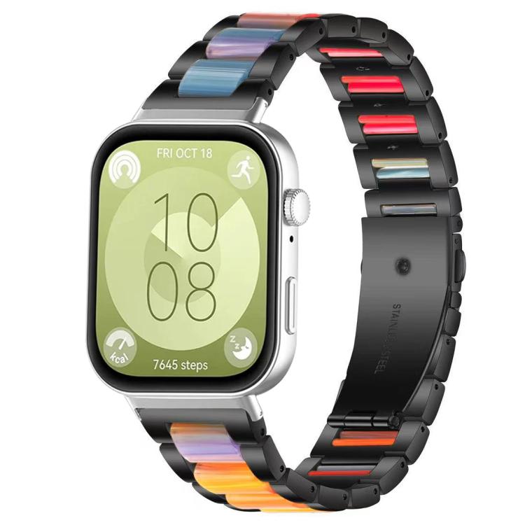 For Huawei Watch Fit4 / Fit4 Pro / Fit3 xDfind Three Beads Metal Resin Watch Band
