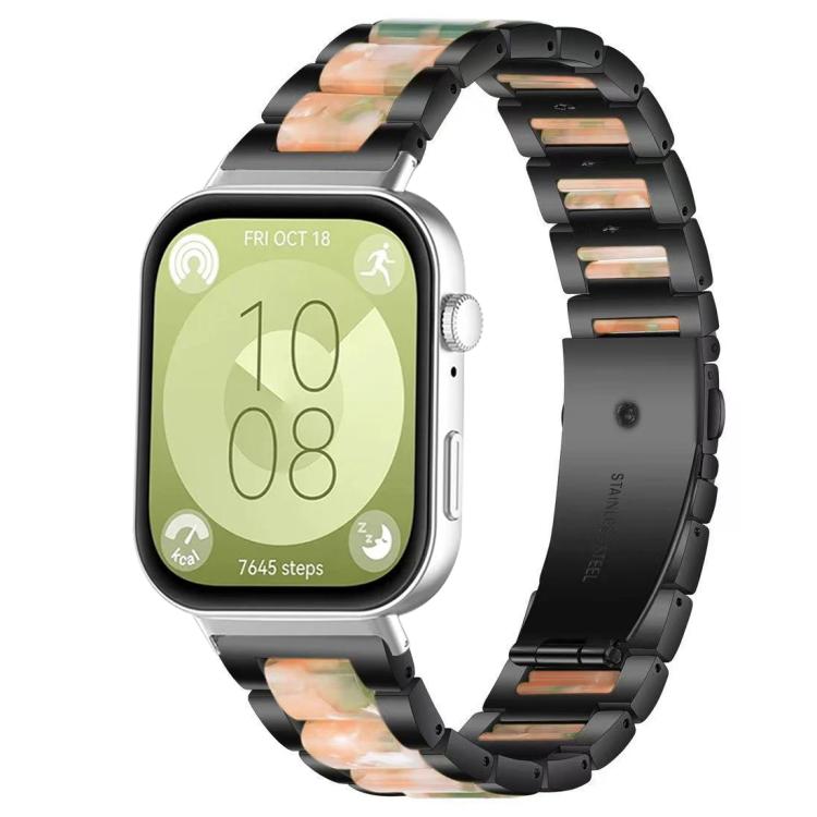 For Huawei Watch Fit4 / Fit4 Pro / Fit3 xDfind Three Beads Metal Resin Watch Band