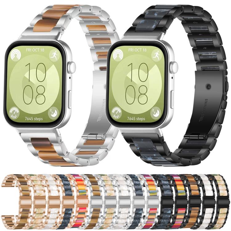 For Huawei Watch Fit4 / Fit4 Pro / Fit3 xDfind Three Beads Metal Resin Watch Band