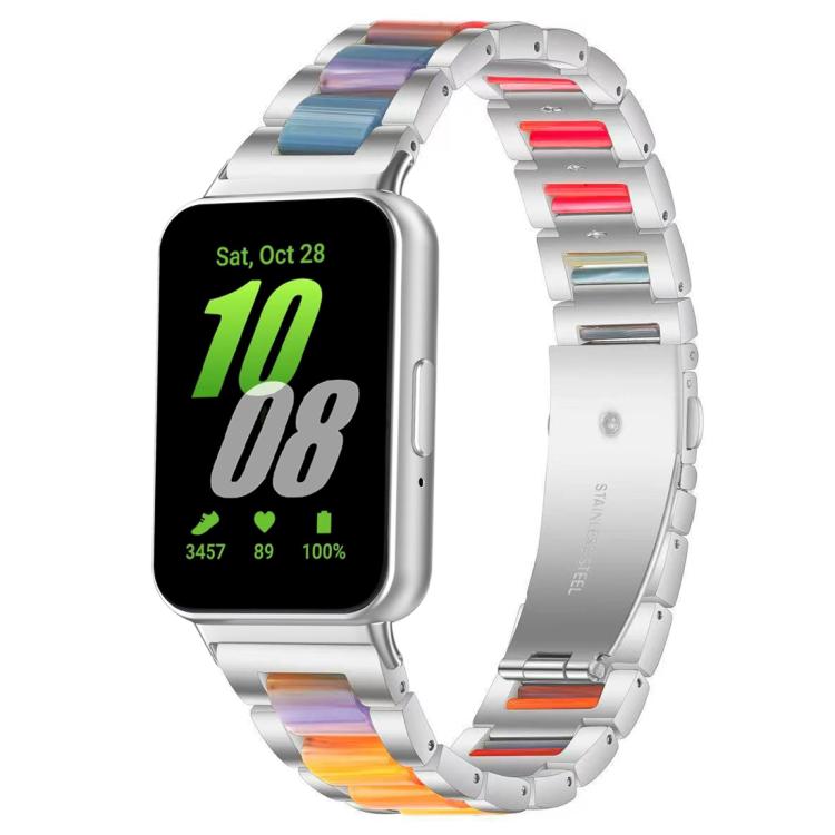 For Samsung Galaxy Fit3 SM-R390 xDfind Three Beads Metal Resin Watch Band
