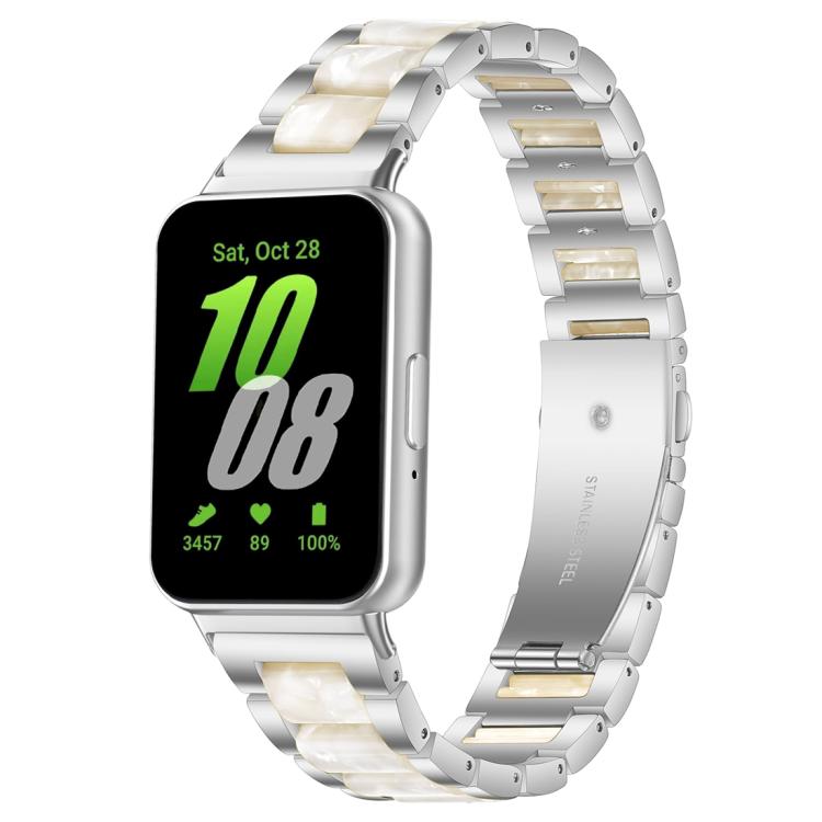 For Samsung Galaxy Fit3 SM-R390 xDfind Three Beads Metal Resin Watch Band