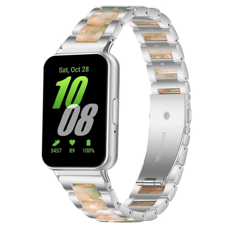 For Samsung Galaxy Fit3 SM-R390 xDfind Three Beads Metal Resin Watch Band