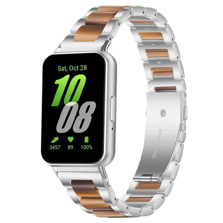 For Samsung Galaxy Fit3 SM-R390 xDfind Three Beads Metal Resin Watch Band