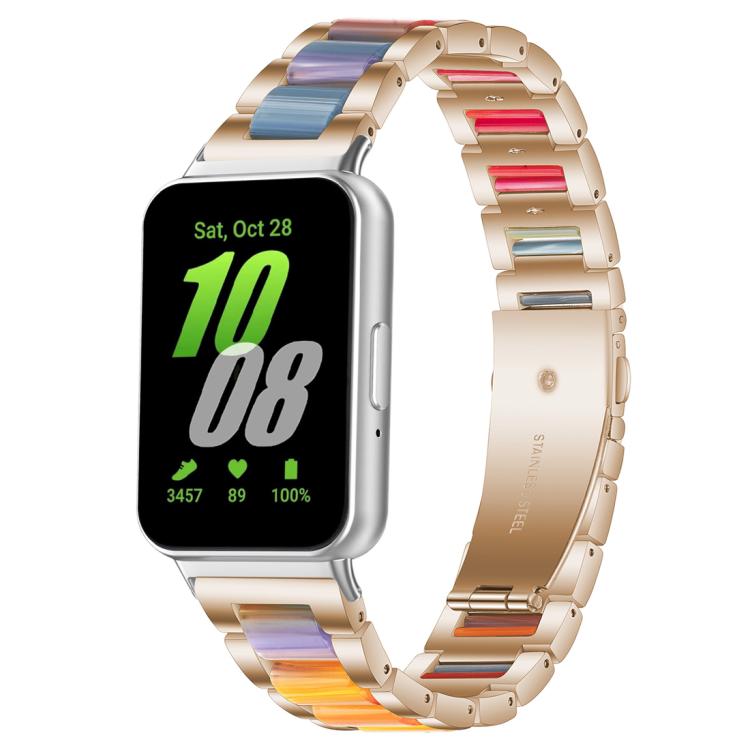 For Samsung Galaxy Fit3 SM-R390 xDfind Three Beads Metal Resin Watch Band