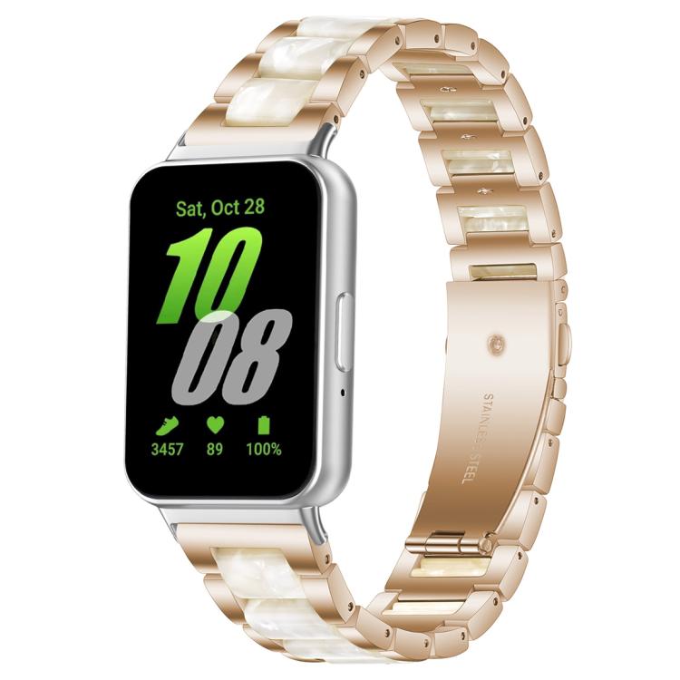 For Samsung Galaxy Fit3 SM-R390 xDfind Three Beads Metal Resin Watch Band