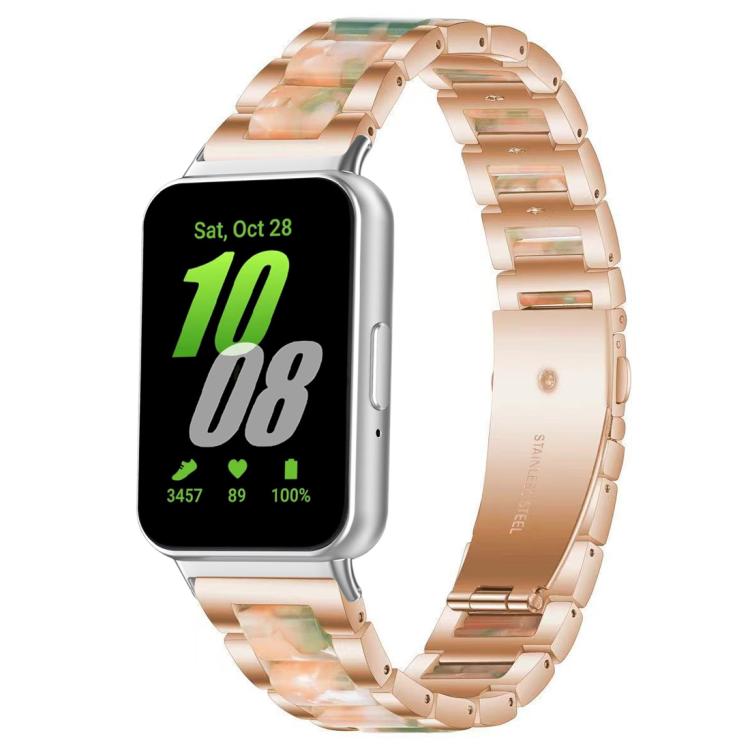 For Samsung Galaxy Fit3 SM-R390 xDfind Three Beads Metal Resin Watch Band