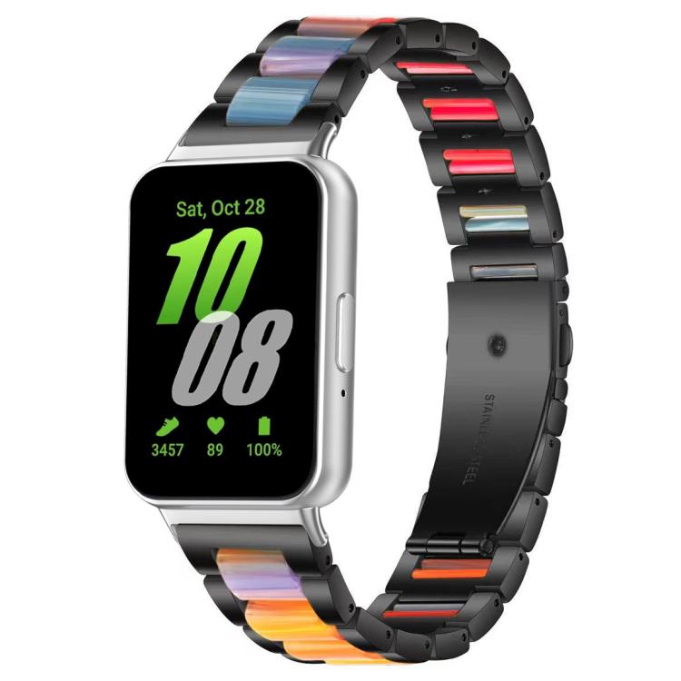 For Samsung Galaxy Fit3 SM-R390 xDfind Three Beads Metal Resin Watch Band