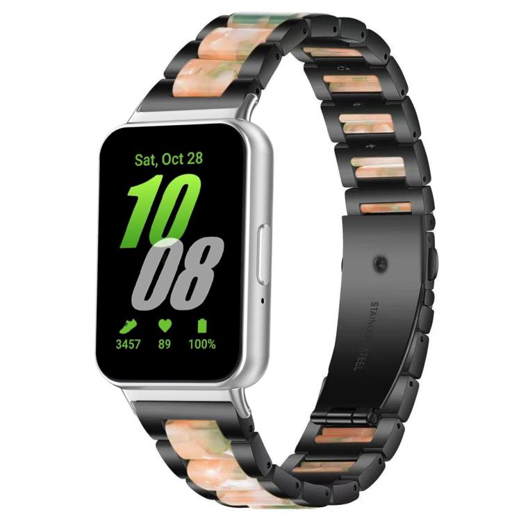For Samsung Galaxy Fit3 SM-R390 xDfind Three Beads Metal Resin Watch Band