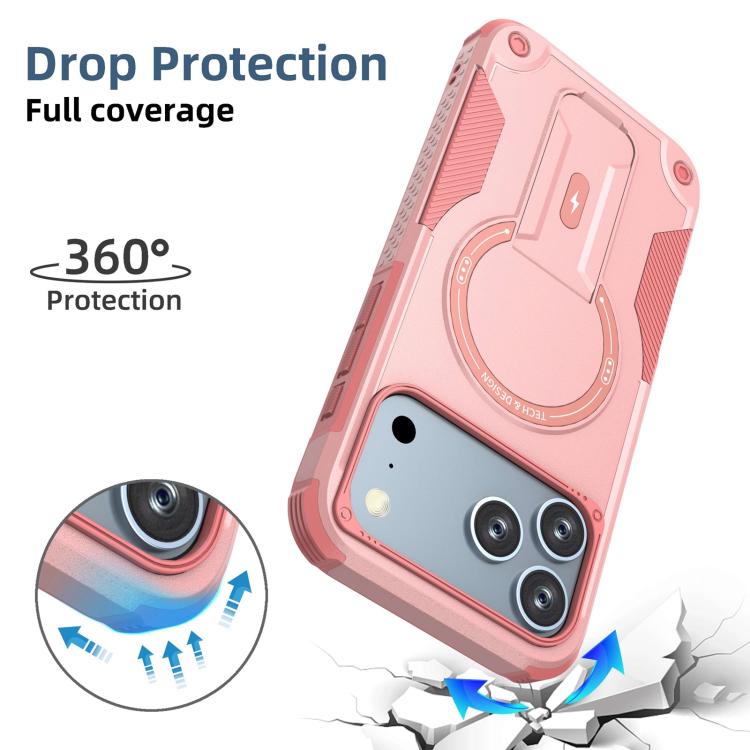 For iPhone 17 Pro Max Armor Magsafe Holder PC Hybrid TPU Phone Case