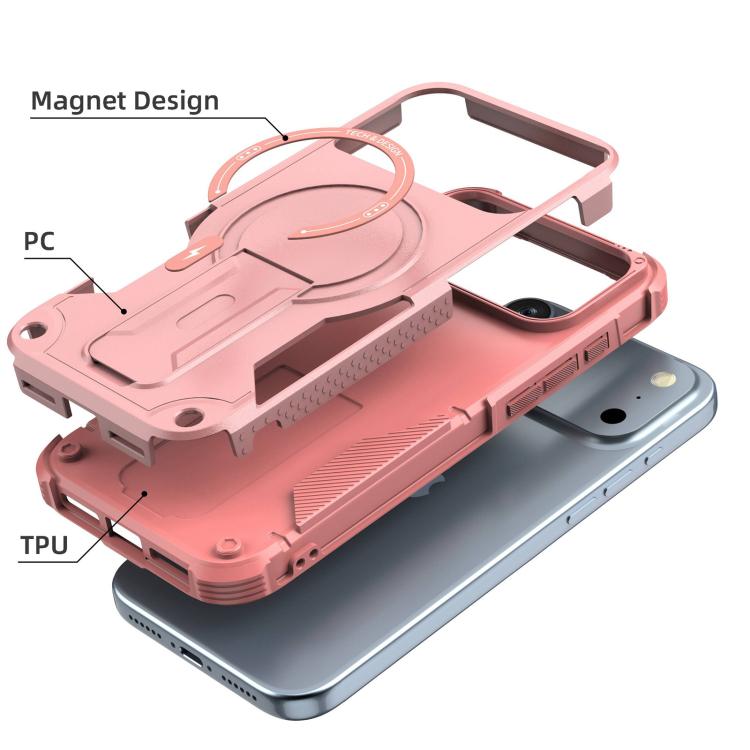 For iPhone 17 Pro Max Armor Magsafe Holder PC Hybrid TPU Phone Case