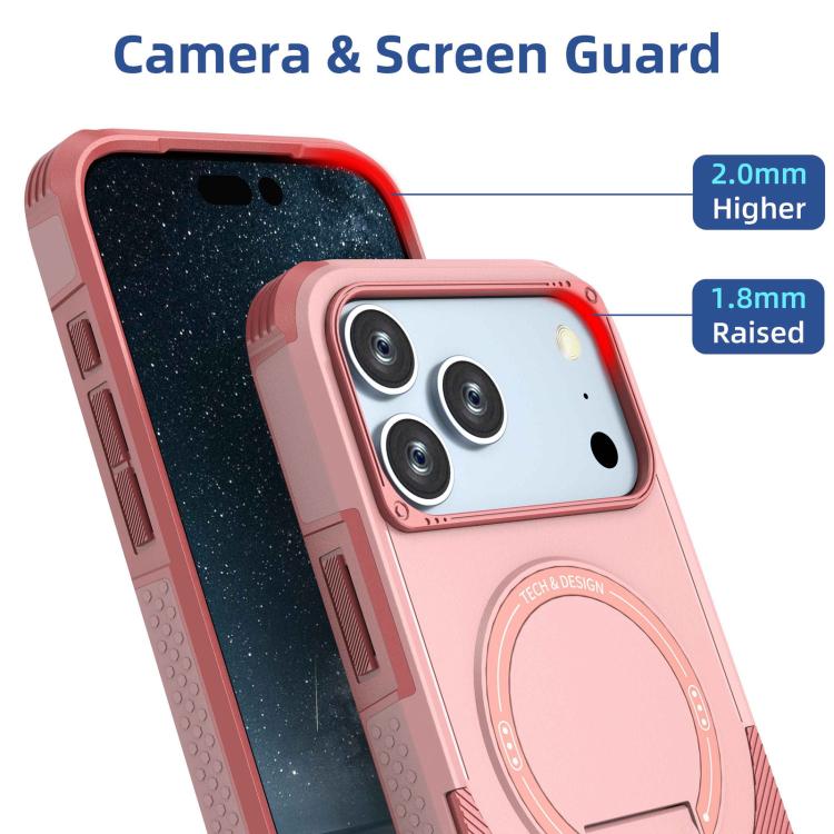 For iPhone 17 Pro Max Armor Magsafe Holder PC Hybrid TPU Phone Case