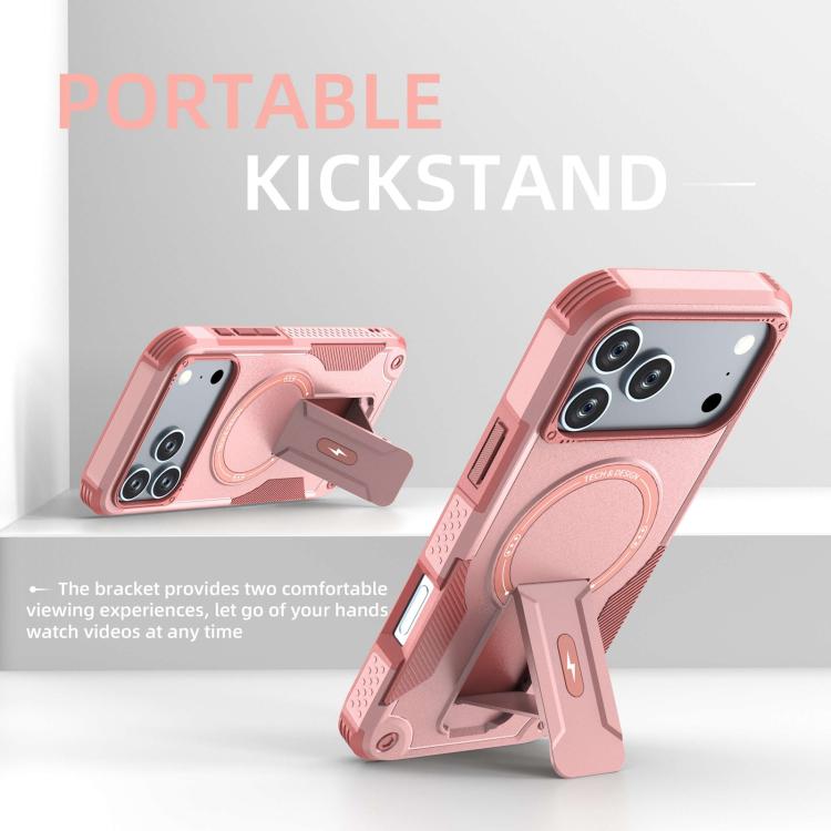 For iPhone 17 Pro Max Armor Magsafe Holder PC Hybrid TPU Phone Case