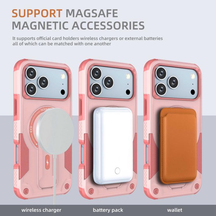 For iPhone 17 Pro Max Armor Magsafe Holder PC Hybrid TPU Phone Case