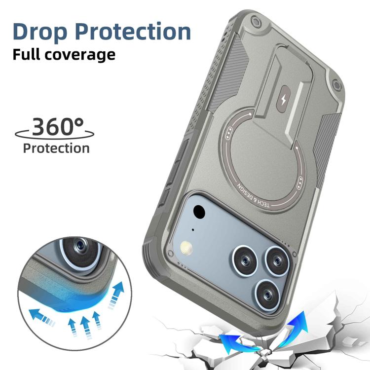 For iPhone 17 Pro Max Armor Magsafe Holder PC Hybrid TPU Phone Case
