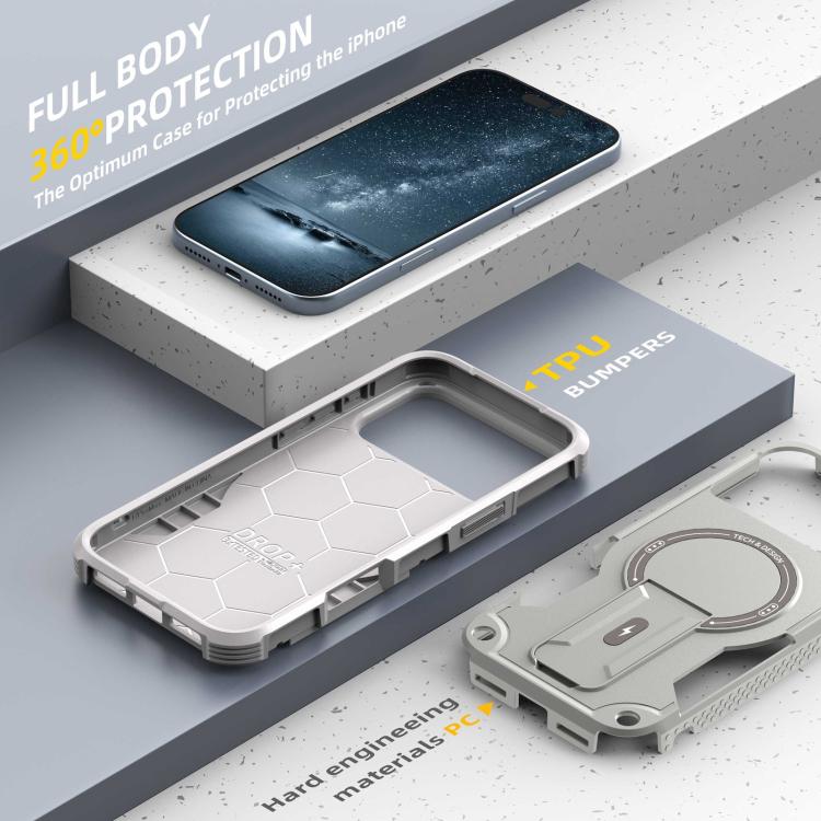 For iPhone 17 Pro Max Armor Magsafe Holder PC Hybrid TPU Phone Case