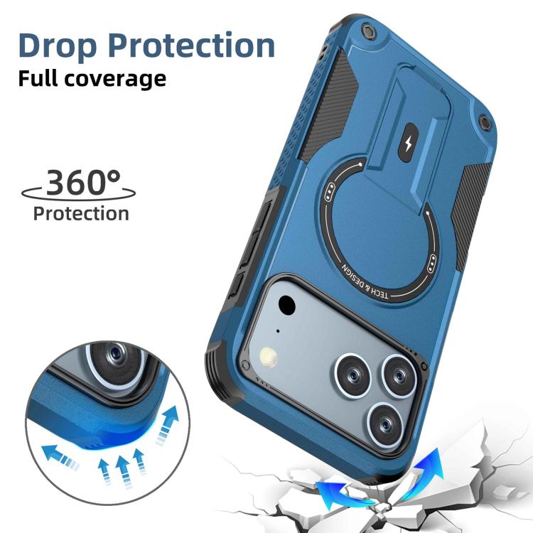 For iPhone 17 Pro Max Armor Magsafe Holder PC Hybrid TPU Phone Case