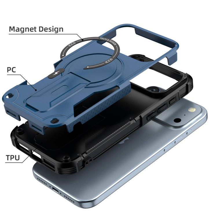 For iPhone 17 Pro Max Armor Magsafe Holder PC Hybrid TPU Phone Case