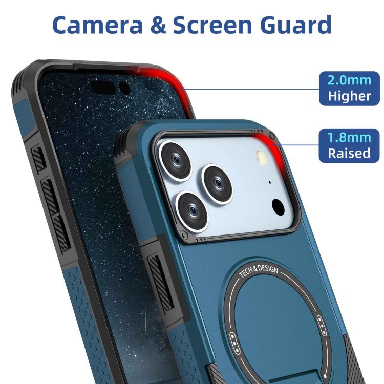 For iPhone 17 Pro Max Armor Magsafe Holder PC Hybrid TPU Phone Case