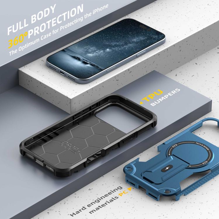 For iPhone 17 Pro Max Armor Magsafe Holder PC Hybrid TPU Phone Case