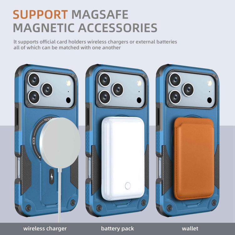 For iPhone 17 Pro Max Armor Magsafe Holder PC Hybrid TPU Phone Case