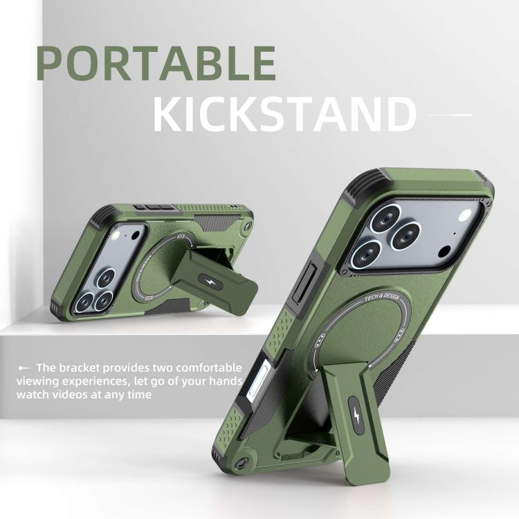 For iPhone 17 Pro Max Armor Magsafe Holder PC Hybrid TPU Phone Case