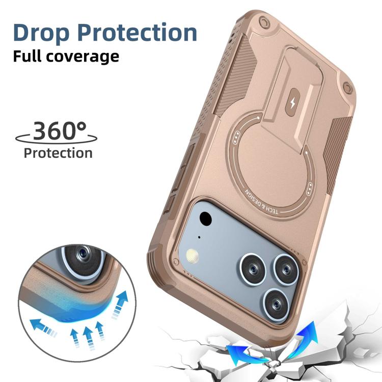 For iPhone 17 Pro Max Armor Magsafe Holder PC Hybrid TPU Phone Case