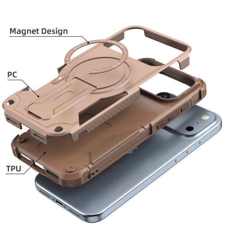 For iPhone 17 Pro Max Armor Magsafe Holder PC Hybrid TPU Phone Case