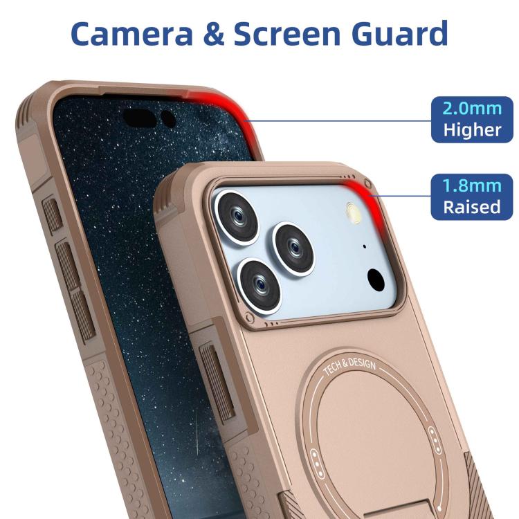 For iPhone 17 Pro Max Armor Magsafe Holder PC Hybrid TPU Phone Case