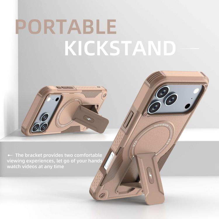 For iPhone 17 Pro Max Armor Magsafe Holder PC Hybrid TPU Phone Case
