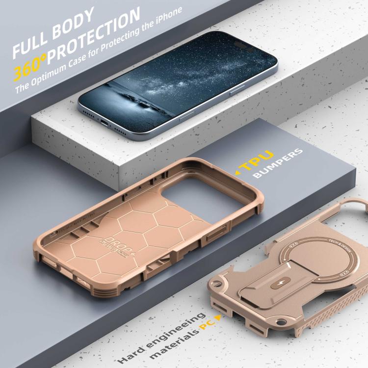 For iPhone 17 Pro Max Armor Magsafe Holder PC Hybrid TPU Phone Case