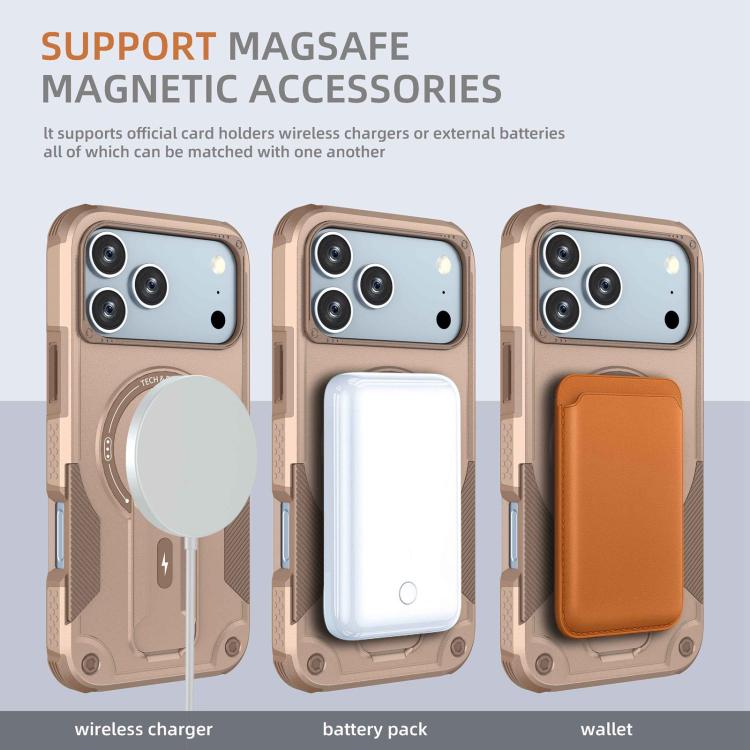 For iPhone 17 Pro Max Armor Magsafe Holder PC Hybrid TPU Phone Case