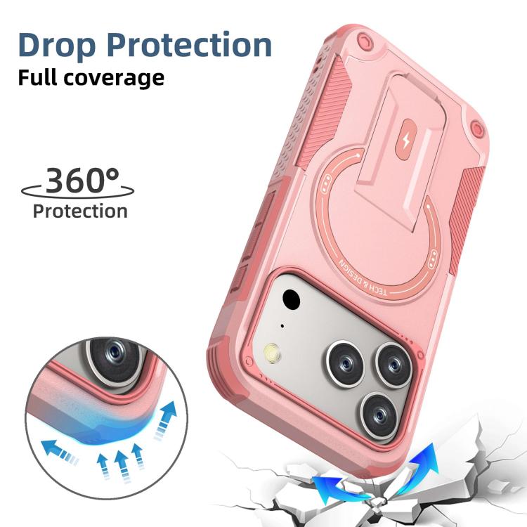 For iPhone 17 Pro Armor Magsafe Holder PC Hybrid TPU Phone Case