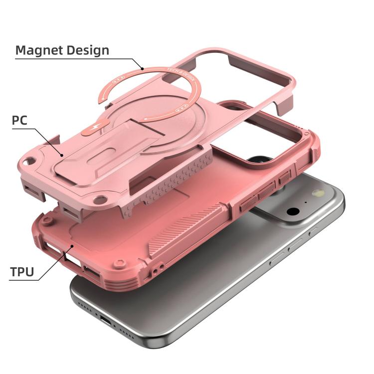 For iPhone 17 Pro Armor Magsafe Holder PC Hybrid TPU Phone Case