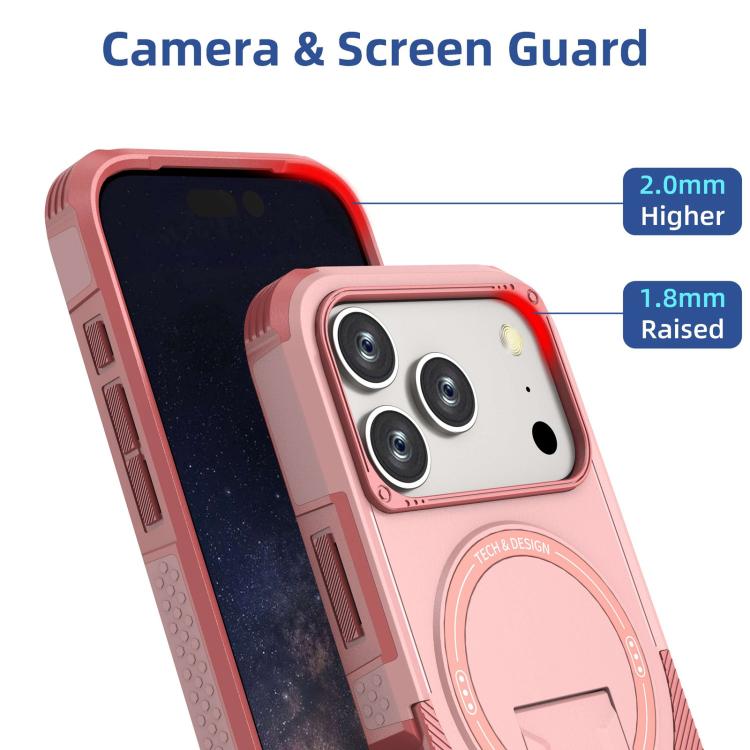 For iPhone 17 Pro Armor Magsafe Holder PC Hybrid TPU Phone Case