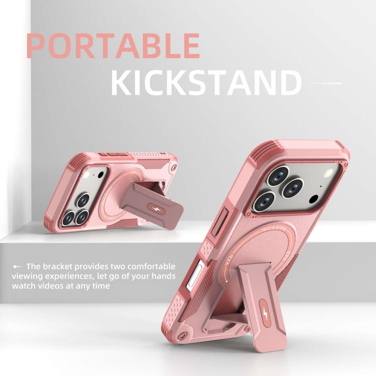 For iPhone 17 Pro Armor Magsafe Holder PC Hybrid TPU Phone Case
