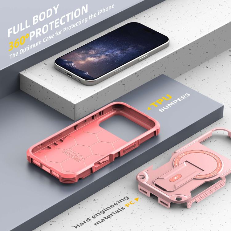 For iPhone 17 Pro Armor Magsafe Holder PC Hybrid TPU Phone Case