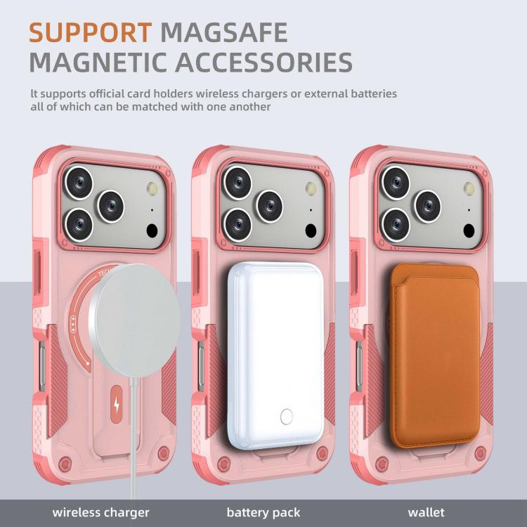 For iPhone 17 Pro Armor Magsafe Holder PC Hybrid TPU Phone Case