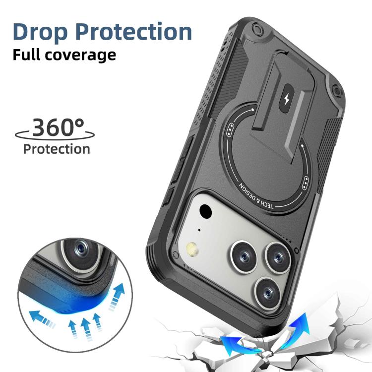For iPhone 17 Pro Armor Magsafe Holder PC Hybrid TPU Phone Case