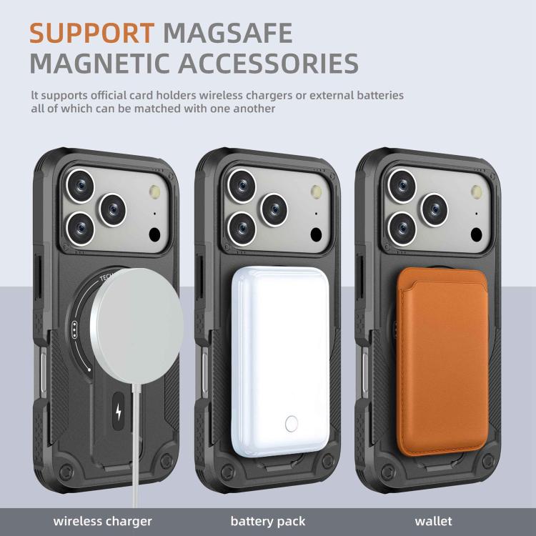 For iPhone 17 Pro Armor Magsafe Holder PC Hybrid TPU Phone Case