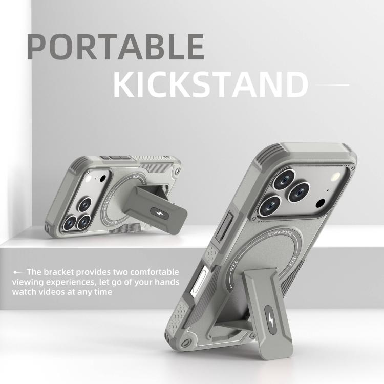 For iPhone 17 Pro Armor Magsafe Holder PC Hybrid TPU Phone Case