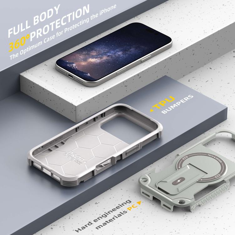 For iPhone 17 Pro Armor Magsafe Holder PC Hybrid TPU Phone Case