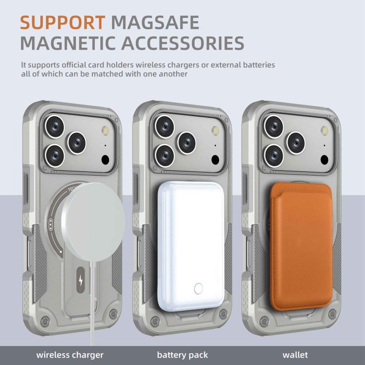 For iPhone 17 Pro Armor Magsafe Holder PC Hybrid TPU Phone Case